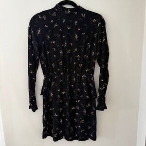 HM Black Floral Mock Neck Long Sleeve Peplum Mini Dress US 4 P/N 0547857 6